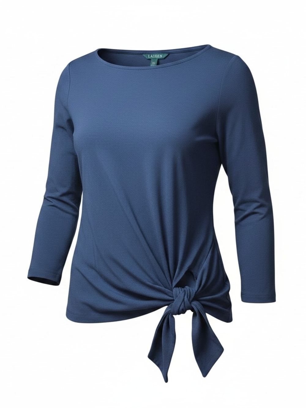 LAUREN RALPH LAUREN | Navy Blue Tie-Front Ballerina Knot Cotton ModalTopβ | XL